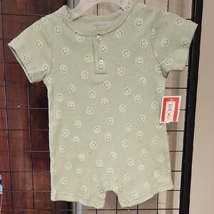 Kidgets Mint Green Smiley Print Baby Romper